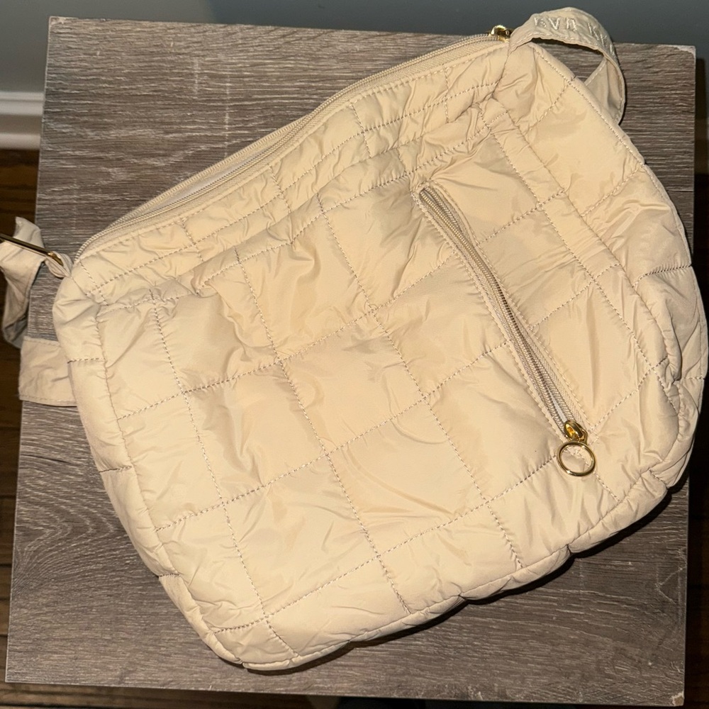 Elegant Quilted Tan Crossbody Bag